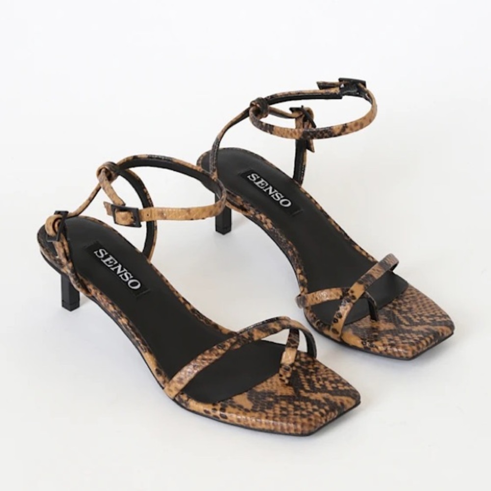 SENSO Jamu II Tumeric Snake-Embossed Leather High Heel Sandals